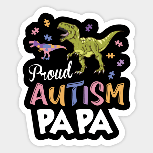 Autistic Dinosaurs Walking Around Puzzles Together Proud Autism Papa Sticker